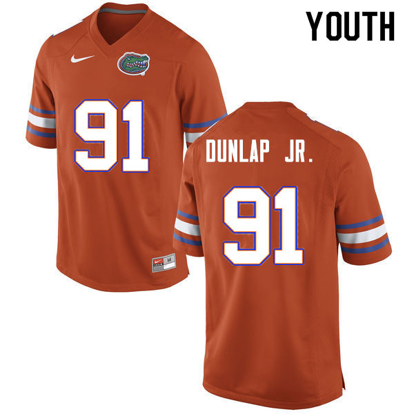 Youth #91 Marlon Dunlap Jr. Florida Gators College Football Jerseys Sale-Orange - Click Image to Close